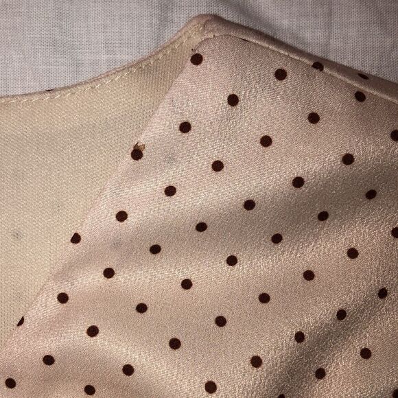 Nasty Gal 14 Well Spotted Peplum Bell Sleeve Faux Wrap Cream Brown Polka Top - Picture 16 of 16
